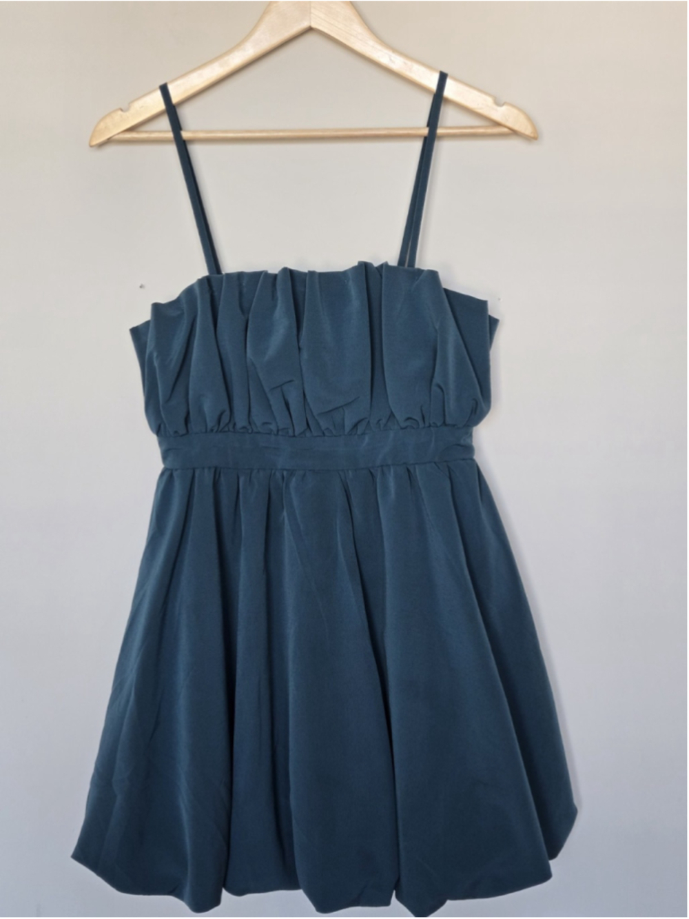 Lulus Blue Bubble Hem Mini Dress Women's Size S Spaghetti Strap Fit & Flare